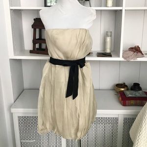 Vera Wang Champagne Organza Strapless Dress